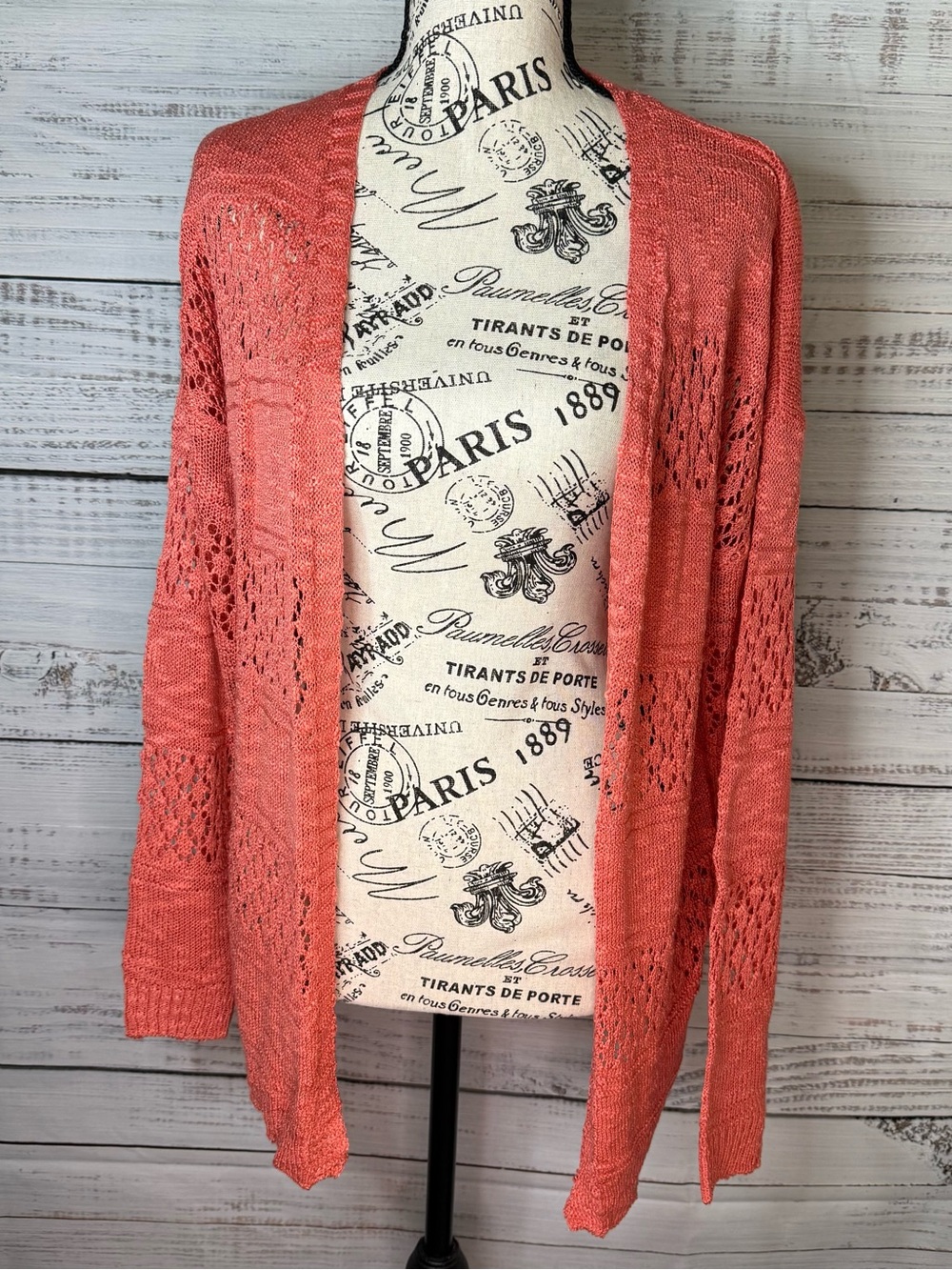 LOVELY LIFE TO LIVE OPEN KNIT CARDIGAN- CORAL  size XS/S